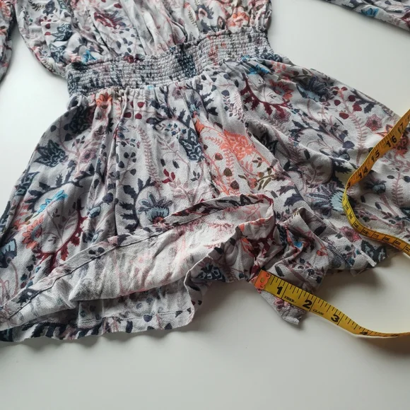 Free People "Pretty and Free" off the shoulder floral romper, size xs - Picture 8 of 10
